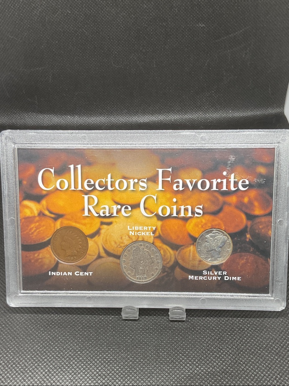 Collectors Favorite Rare Coins Display - Indian Cent Liberty Nickel Mecury Dime